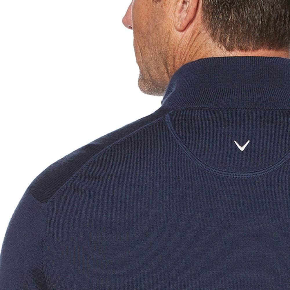 imageCallaway Weather Series Mens 14 Zip Golf Sweater with Mock Collar Thermal Merino Wool Breathable Soft FabricPeacoat Navy
