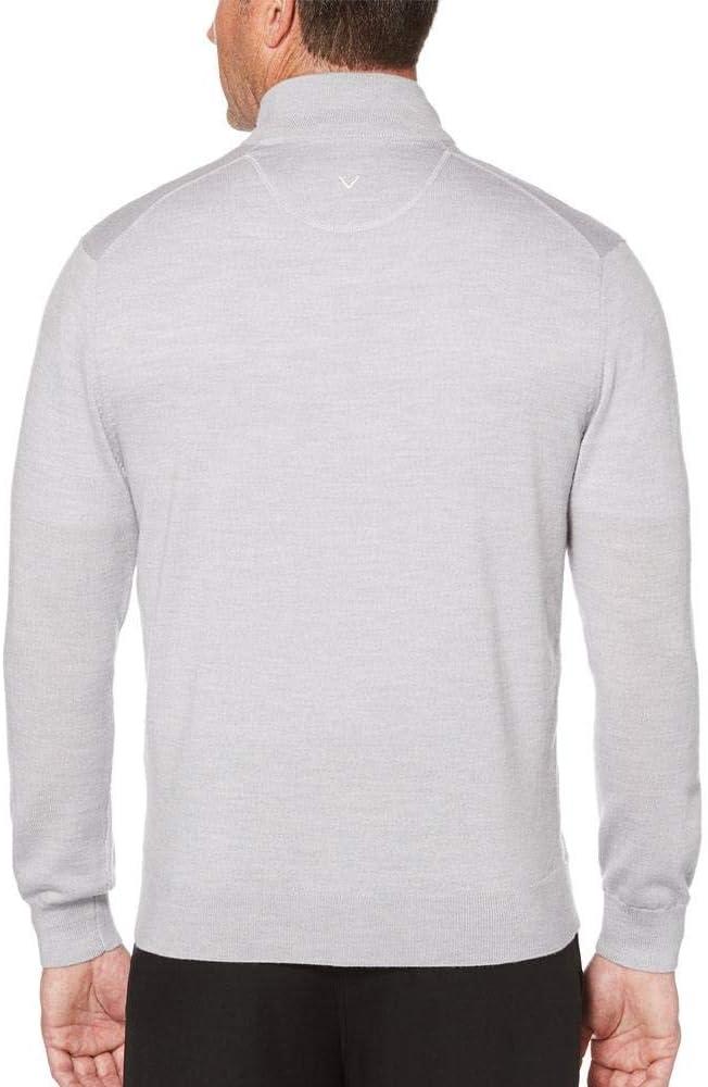 imageCallaway Weather Series Mens 14 Zip Golf Sweater with Mock Collar Thermal Merino Wool Breathable Soft FabricPearl Blue Heather