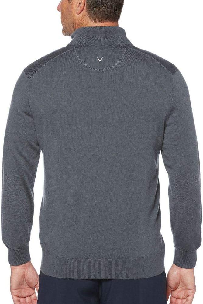 imageCallaway Weather Series Mens 14 Zip Golf Sweater with Mock Collar Thermal Merino Wool Breathable Soft FabricQuiet Shade Grey