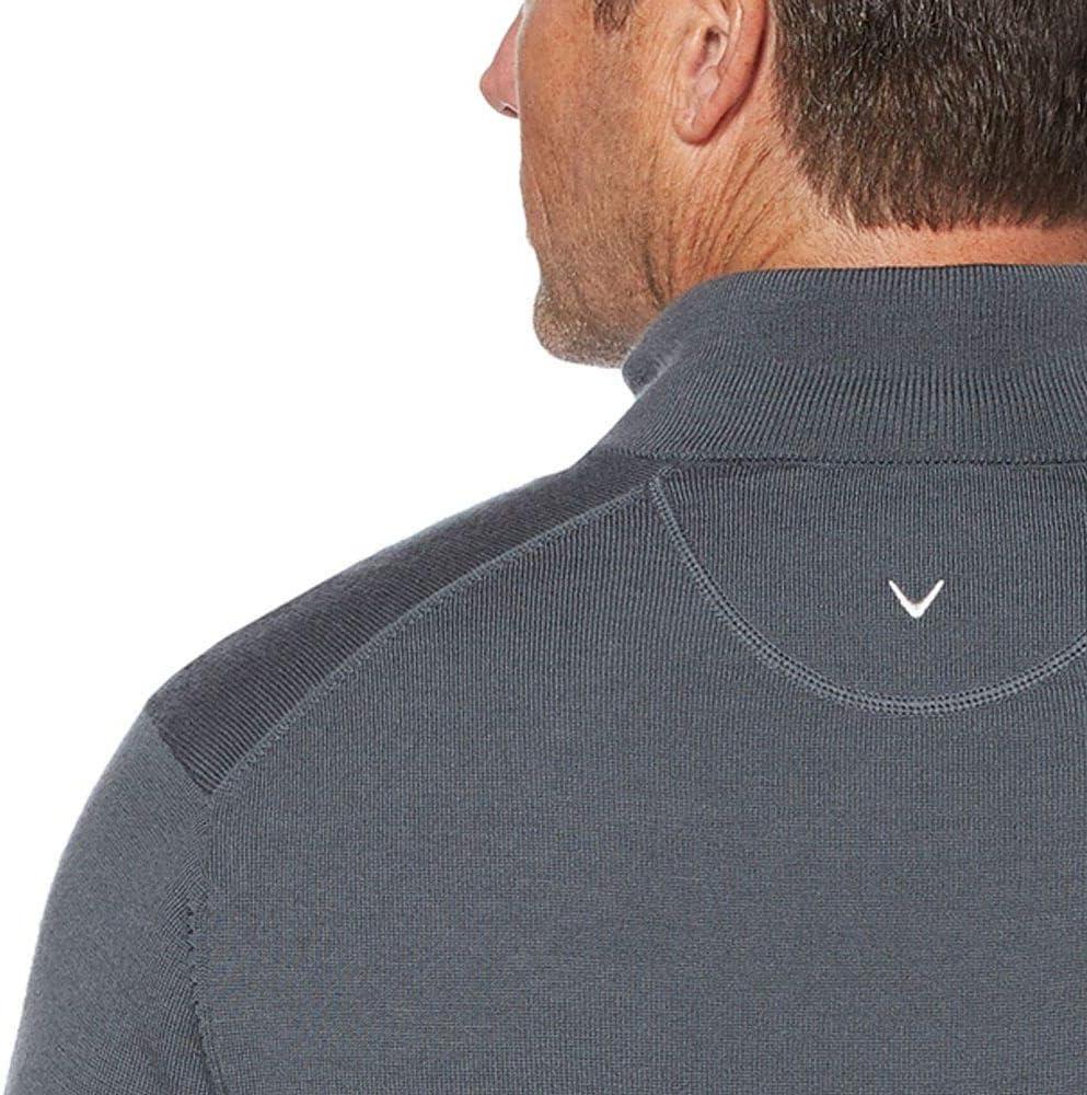 imageCallaway Weather Series Mens 14 Zip Golf Sweater with Mock Collar Thermal Merino Wool Breathable Soft FabricQuiet Shade Grey