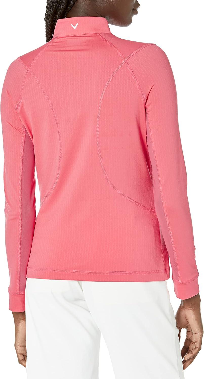 imageCallaway Womens Solid Sun Protection 14 Zip with Chev Front Seams ampamp Top Stitching Detail ShirtCoral Paradise
