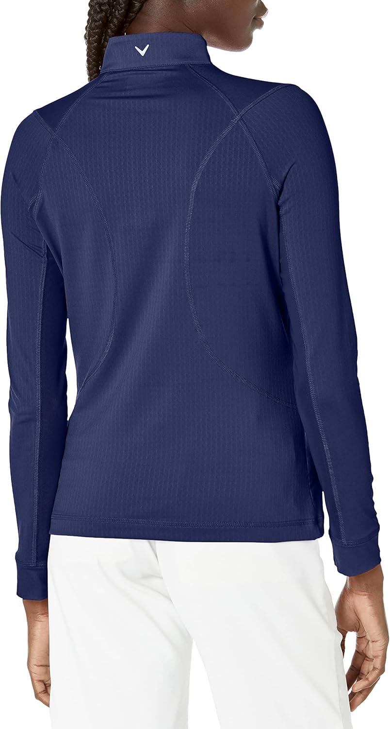 imageCallaway Womens Solid Sun Protection 14 Zip with Chev Front Seams ampamp Top Stitching Detail ShirtPeacoat