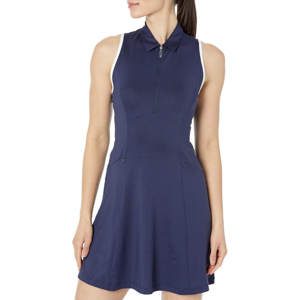 imageCallaway Womens Sleeveless Flounce Golf Dress with Inner Short Racer Back Truesculpt Technology Stretch FabricPeacoat