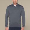 imageCallaway Weather Series Mens 14 Zip Golf Sweater with Mock Collar Thermal Merino Wool Breathable Soft FabricQuiet Shade Grey