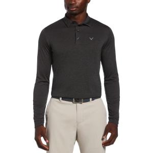 imageCallaway Mens Long Sleeve Moisture Wicking Golf Polo Shirt with Stretch Fabric Available in Big ampamp TallBlack Heather 20