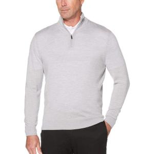 imageCallaway Weather Series Mens 14 Zip Golf Sweater with Mock Collar Thermal Merino Wool Breathable Soft FabricPearl Blue Heather