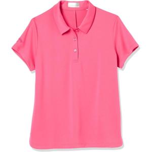 imageCallaway Girls Micro Hex Solid Short Sleeve Golf Polo Shirt MoistureWicking Durable Textured Fabric Sun ProtectionFruit Dove